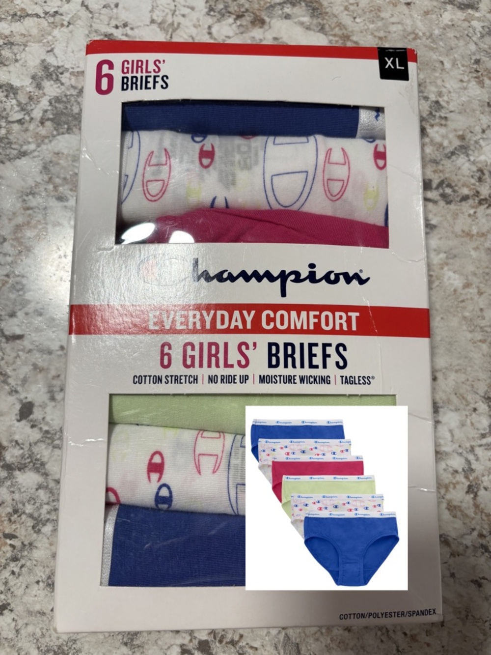 Champion Girls' Briefs Pack - Blue, Pink, Green, White